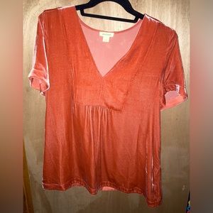 Sundance crushed velvet top- orange - size small